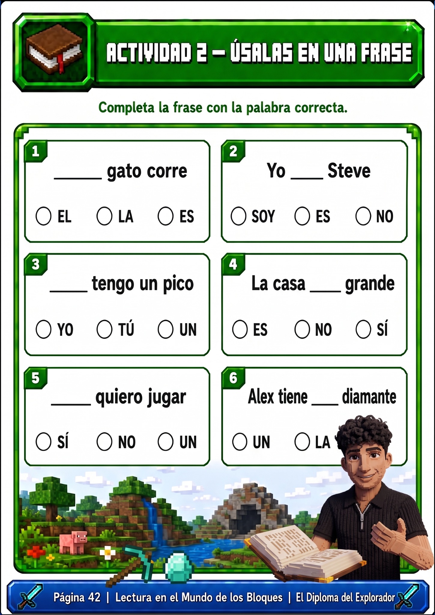 Actividad de lectura para completar frases